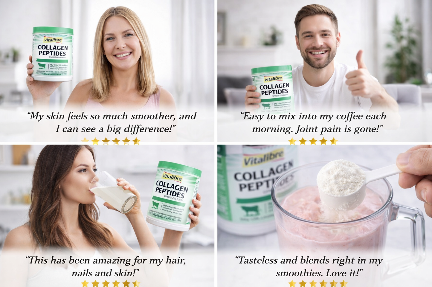 Grass-Fed Bovine Collagen Peptides Powder – Types I & III – Unflavored – 20g Collagen per Serving – Clean, Pure & Highly Bioavailable